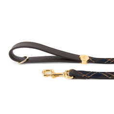 Hermitage Tartan Leash in Genuine Brown Leather