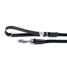 Black El Paso Leash in Genuine Leather and Rope | MyFamily
