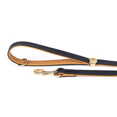 Black and Ochre Hermitage Leash in Genuine Leather | MyFamily