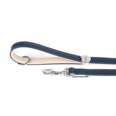 Blue and Beige Hermitage Leash in Genuine Leather | MyFamily