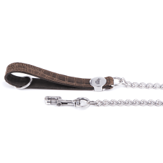Laisse Tucson en Cuir Véritable avec Chaîne Taupe | MyFamily