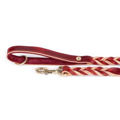 Laisse Ascot en Cuir Gras Rouge | MyFamily