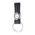 SAINT TROPEZ KEYRING BLACK LEATHERETTE WHITE BRONZE FINISHING
