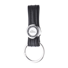 PORTE-CLÉ SAINT TROPEZ SIMILI CUIR NOIR FINISSAGE BRONZE BLANC