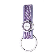 SAINT TROPEZ KEYRING LILAC LEATHERETTE WHITE BRONZE FINISHING