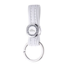 PORTE-CLÉ SAINT TROPEZ SIMILI CUIR BLANC FINISSAGE BRONZE BLANC