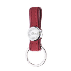PORTE-CLÉ BILBAO SIMILI CUIR ROUGE FINISSAGE BRONZE BLANC