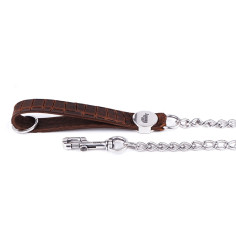 Laisse Tucson en Cuir Véritable avec Chaîne Marron | MyFamily