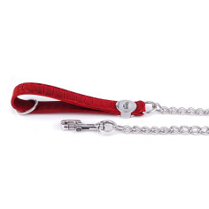 Red Tucson Leash in Genuine Leather with Chain | MyFamily