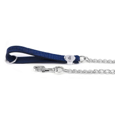 Laisse Tucson en Cuir Véritable avec Chaîne Bleu | MyFamily
