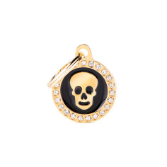 Glam Black and Gold Skull ID Tag with Rhinestones | MyFamily