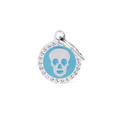 Médaille Glam Crâne Bleu Ciel avec Strass | MyFamily
