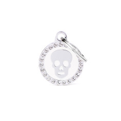 Glam White Skull ID Tag with Rhinestones | MyFamily