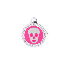 Glam Fuchsia Skull ID Tag with Rhinestones | MyFamily