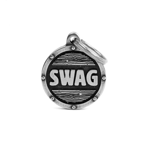Bronx "Swag" Futuristic Circle ID Tag in Antique Silver | MyFamily