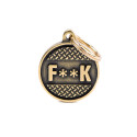 Bronx  "F**k" Platform Circle ID Tag in English Brass