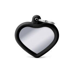 Médaille Hushtag Cœur en Laiton Chromé avec Caoutchouc Noir