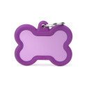 Hushtag Big Purple Aluminum Bone ID Tag with Rubber