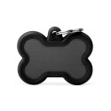Hushtag Big Black Aluminum Bone ID Tag with Rubber