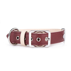 Collier Hermitage en Cuir Véritable Bordeaux et Crème | MyFamily
