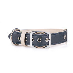 Collier Hermitage en Cuir Véritable Bleu et Beige | MyFamily