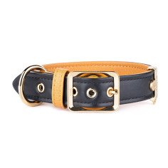 Collier Hermitage en Cuir Véritable Noir et Ocre | MyFamily