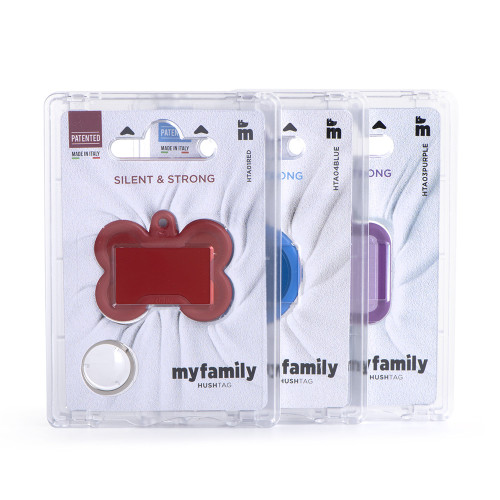 Hushtag Big Blue Aluminum Bone ID Tag with Rubber